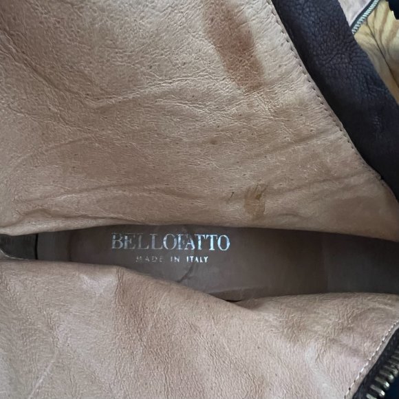 Bellofatto boots knee high brown suede zip up gold block heel size 6.5 - Picture 11 of 11